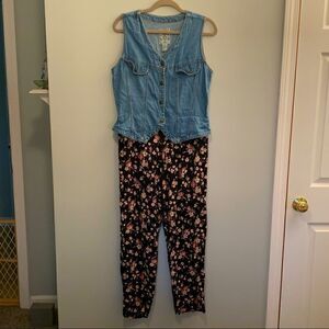Denim and floral Jumpsuit